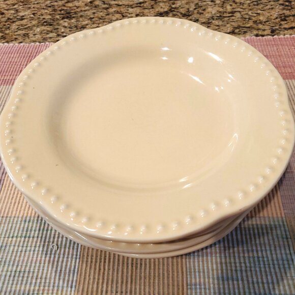 POTTERY BARN Yellow Beaded Rimmed Soup Salad Bowls “EMMA” Portugal ~ 4 piece - Picture 4 of 5